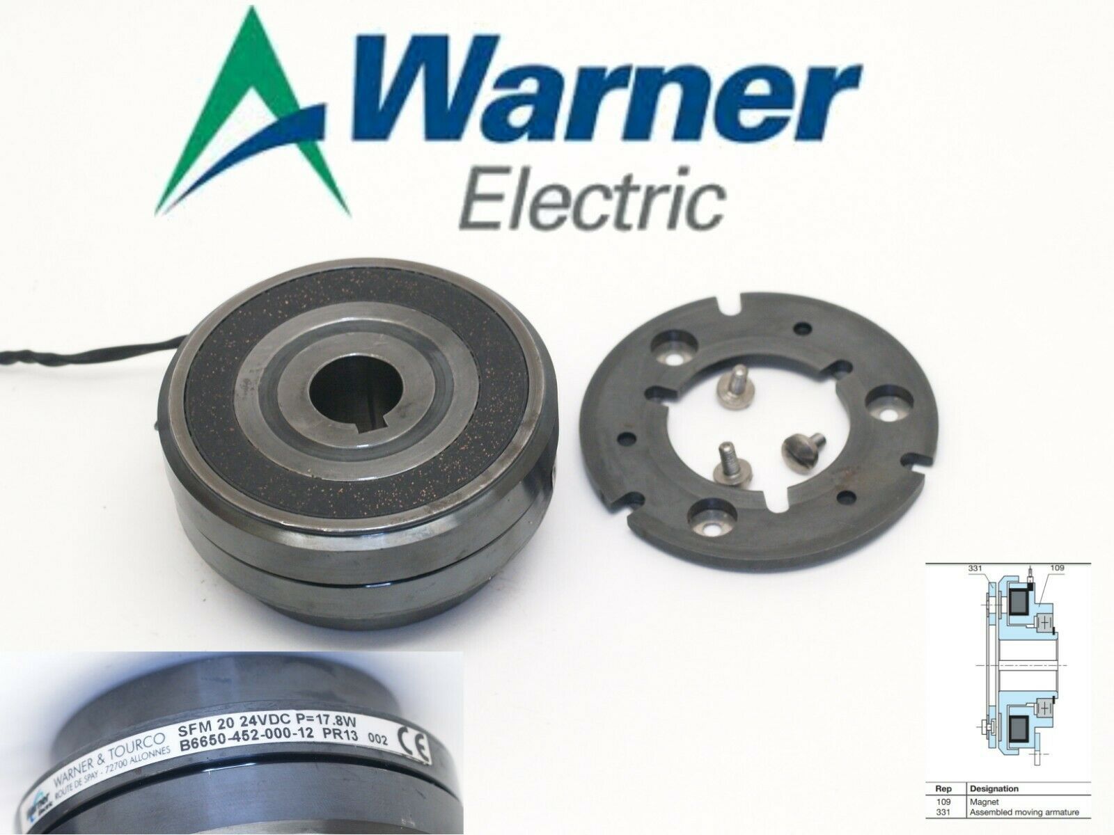 Warner and Tourco Clutch SFM 20 24VDC P=17.8 VAR 10