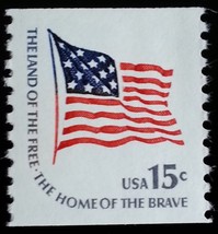 1978 15c Fort McHenry Flag, Land of the Free, Coil Scott 1618C Mint F/VF NH - $1.74