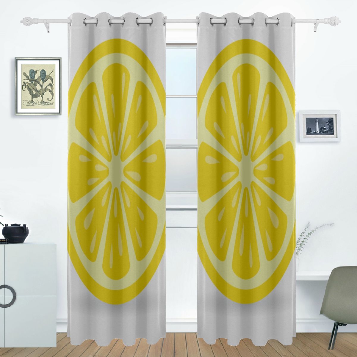 Bedroom Curtains Kids Bright Yellow Lemon Fresh Fruit Print 84 Length Curtains F Window
