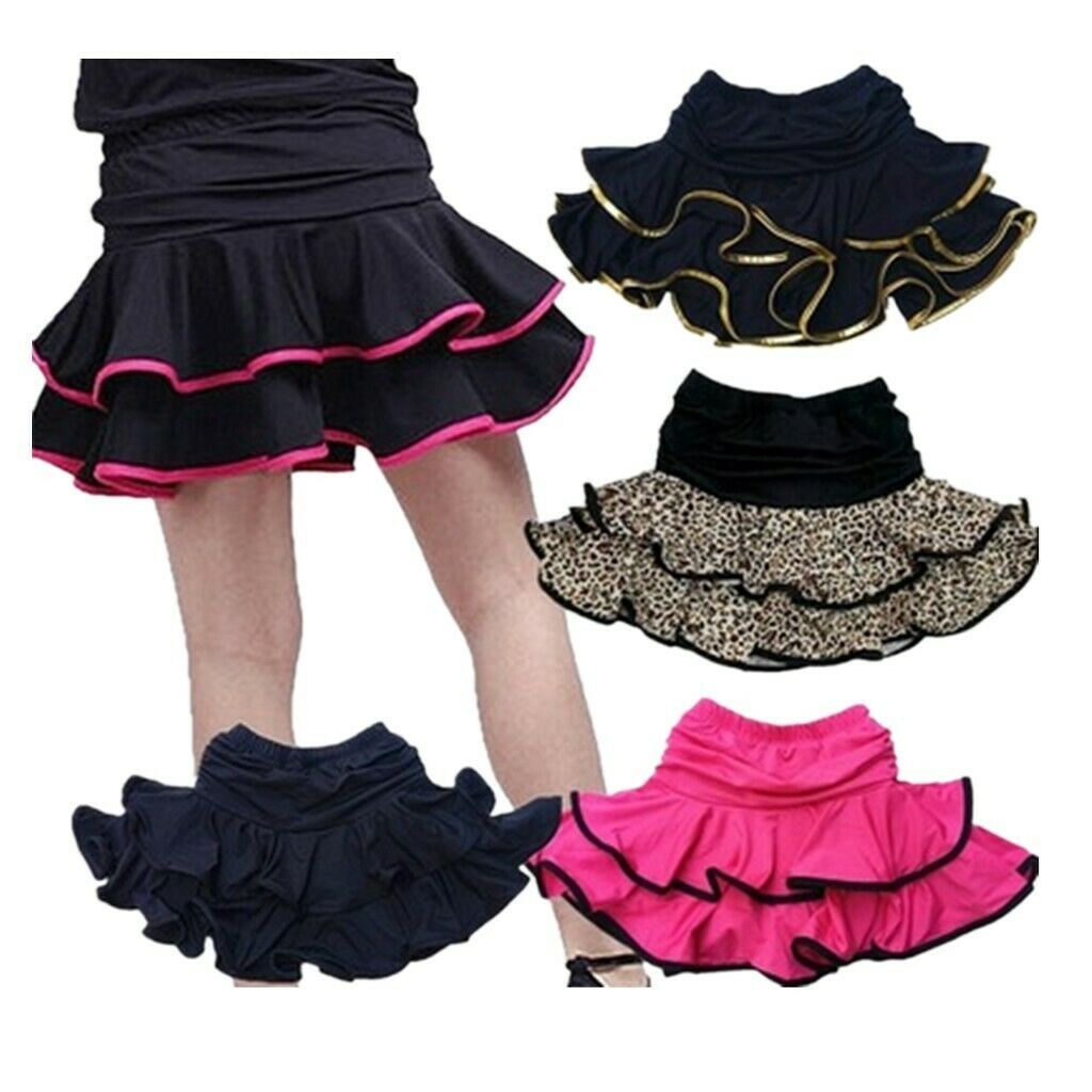 Little Girls and Teens Latin Dance Skirt Ballroom Samba Dancing Dress Miniskirt