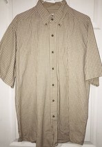 Wrangler Rugged Wear Button Front Shirt Mens Large Brown Plaid Western - $16.36