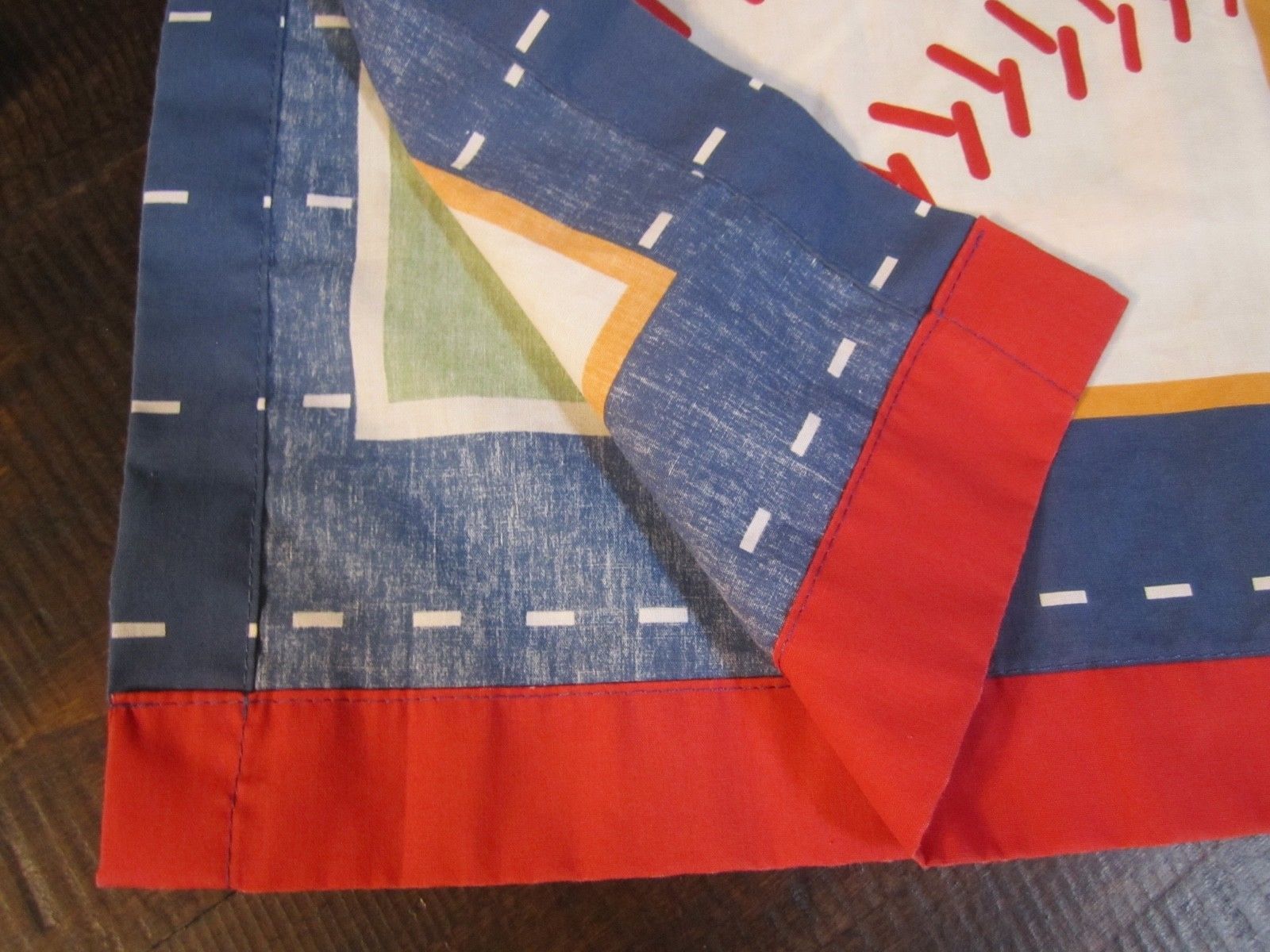 Circo SCORE Window Valance 54 x 15 SPORTS BASEBALL BASKETBALL SOCCER BLUE RED