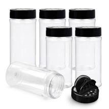 Royalhouse 6 Pack 16 Oz Plastic Spice Jars With Black Cap, Clear And Saf... - $25.21