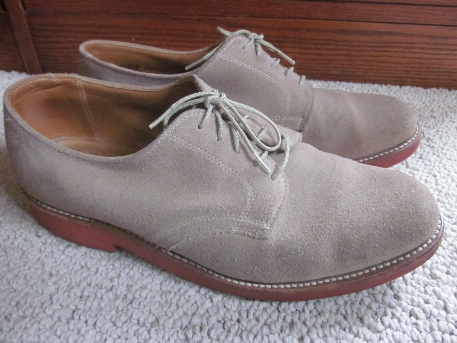 LL Bean Mens 8.5 EEE Shoes Tan Suede Leather Oxfords Casual Dress Lace ...