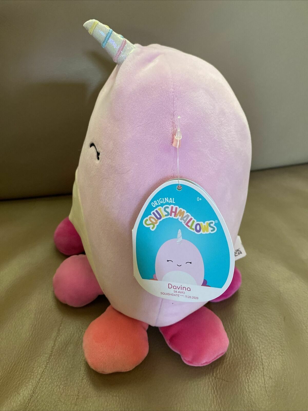 Squishmallow Davina Pink Octopus Unicorn 8” Kellytoy VACATION BUDDY Plush