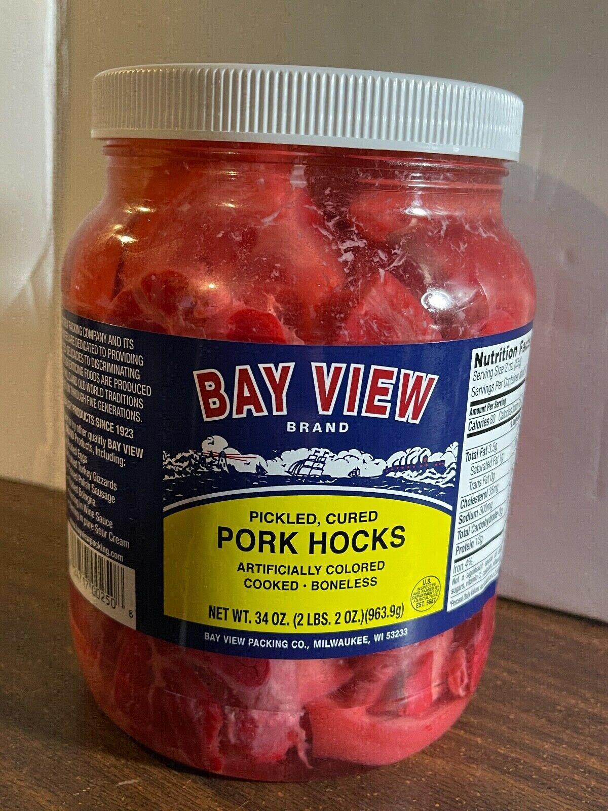 Bayview Tavern Style Pickled Pork Hocks - 34 oz. Jar - Bar Food - Factory Fresh