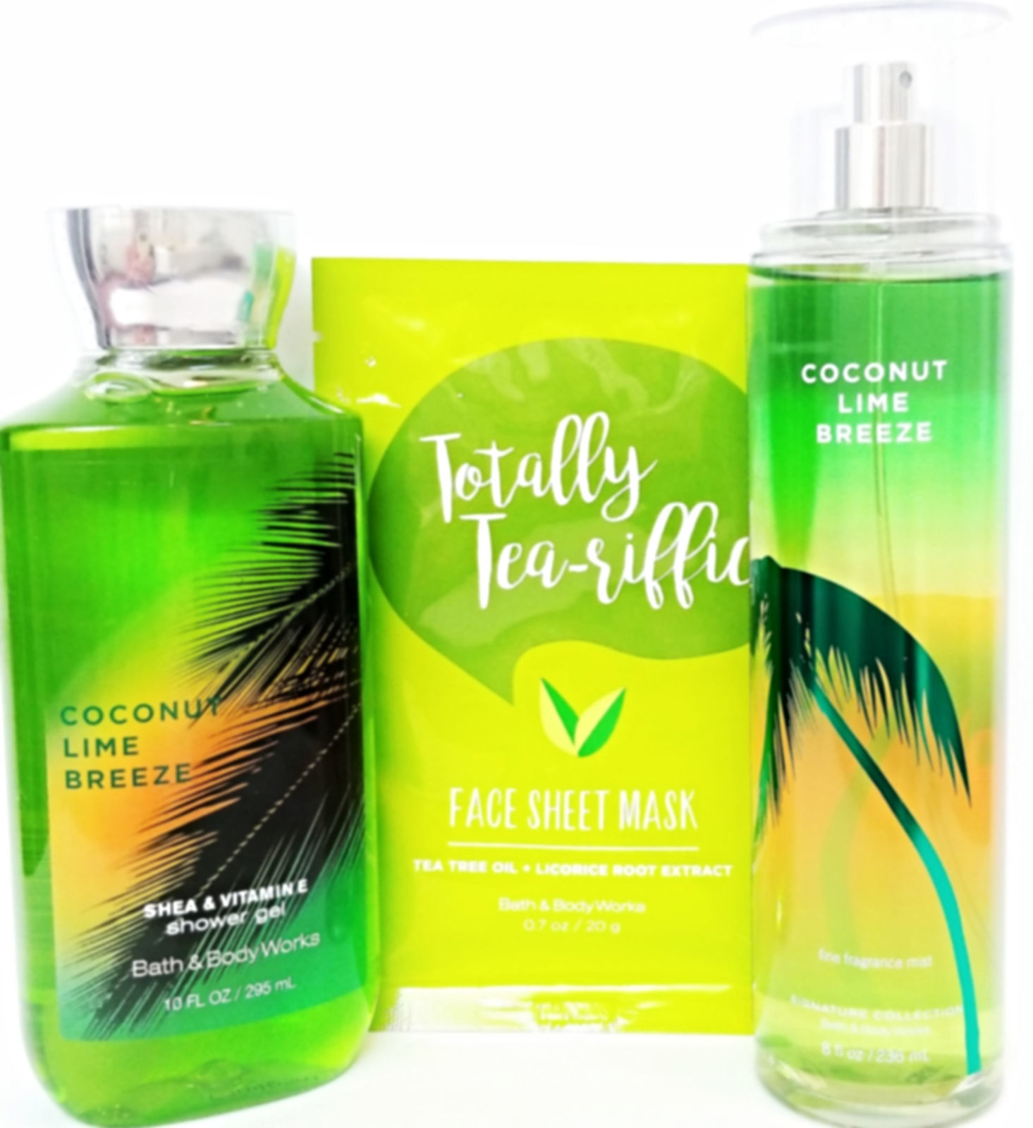 Bath & Body Works Coconut Lime Breeze Body Splash, Shower Gel & Face