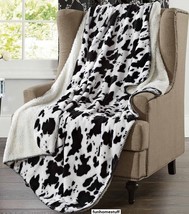 COW SKIN Super Soft Faux Fur Oversized Twin Luxury Sherpa Throw Blanket 50x70 in