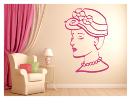 VICTORIAN LADY WEARING HAT BEAUTY HAIR SALON SPA BEDROOM WALL DECAL MURA... - $24.95