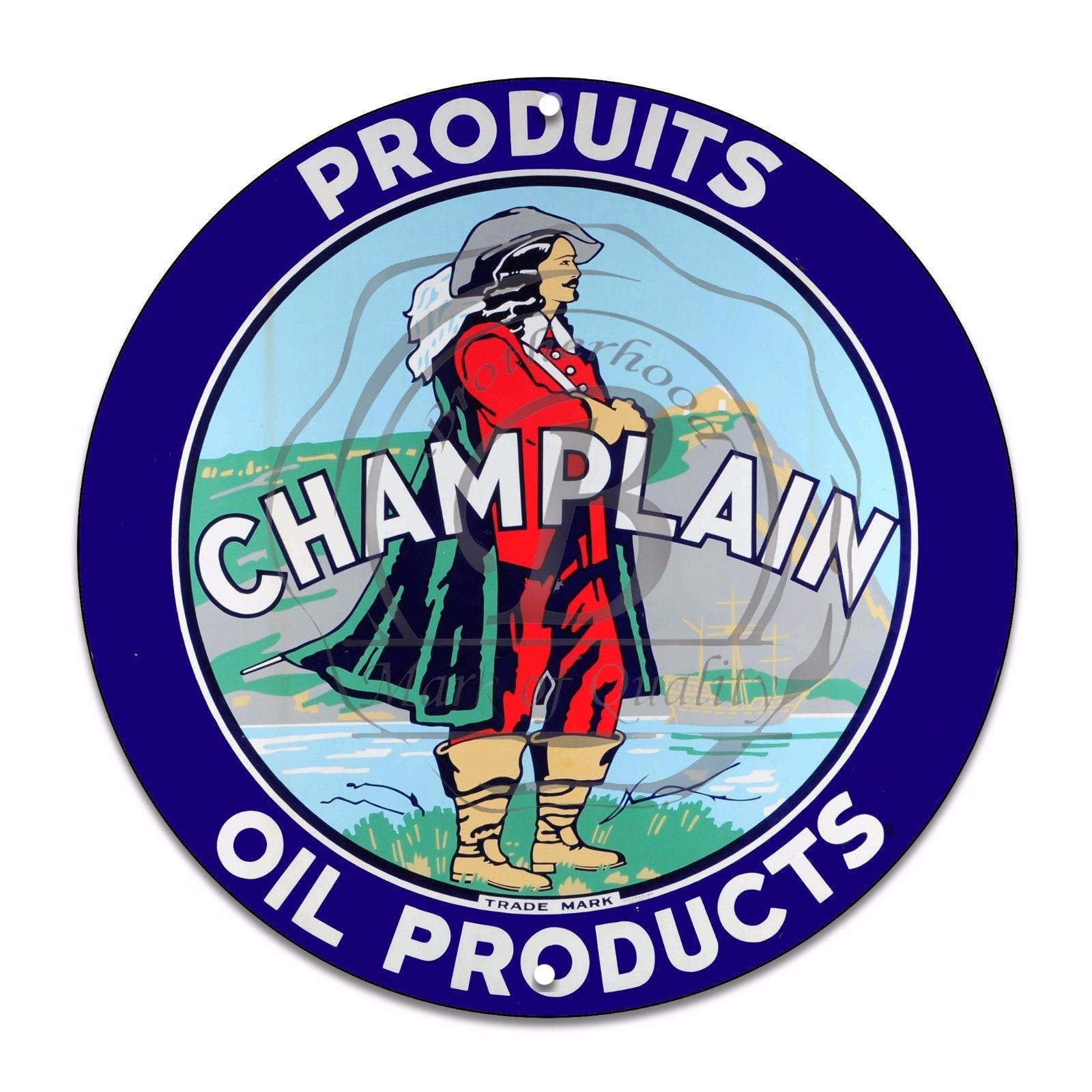 Champalin Oil Products Design (Reproduction) 12" Circle Aluminum Sign - $16.09