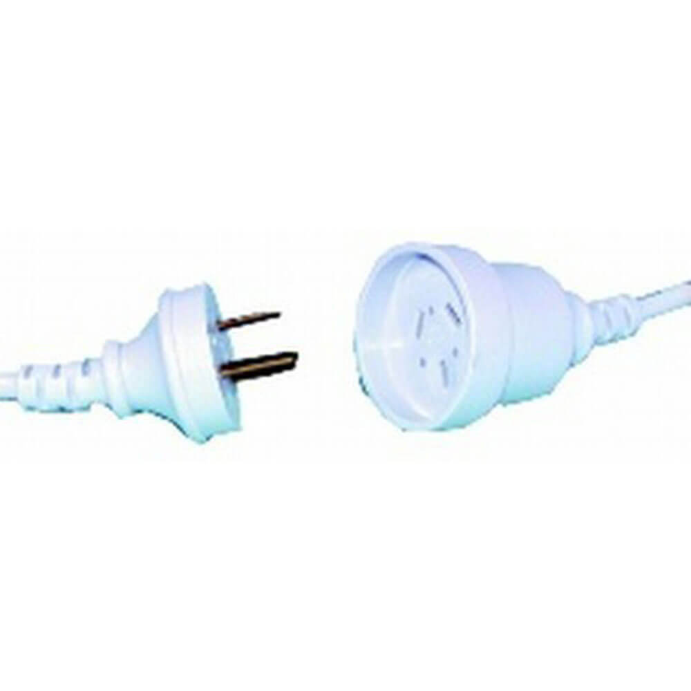 Jaycar Mains Extension Cable with Flange 240V 10A White (3m)