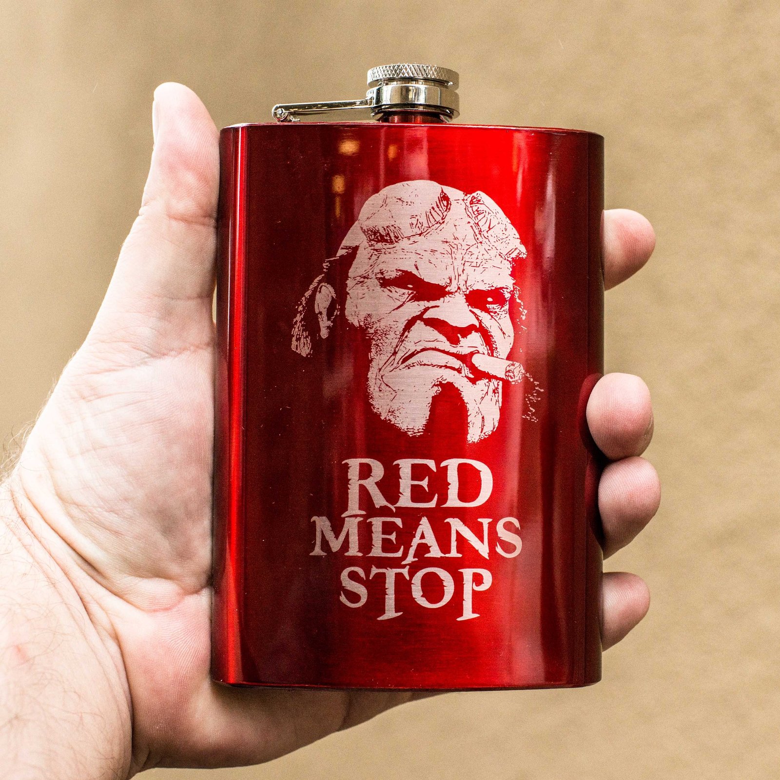 8oz RED Red Means Stop Flask L1 Other