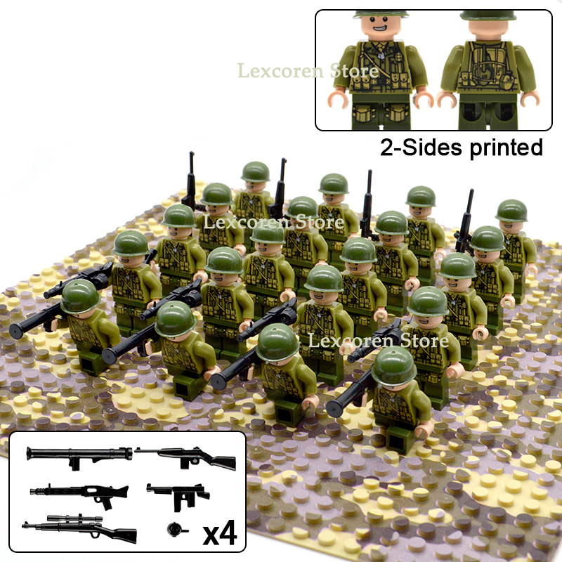 20pcs/set WW2 Allied Troops US army Soldiers with Machine Guns Lego ...