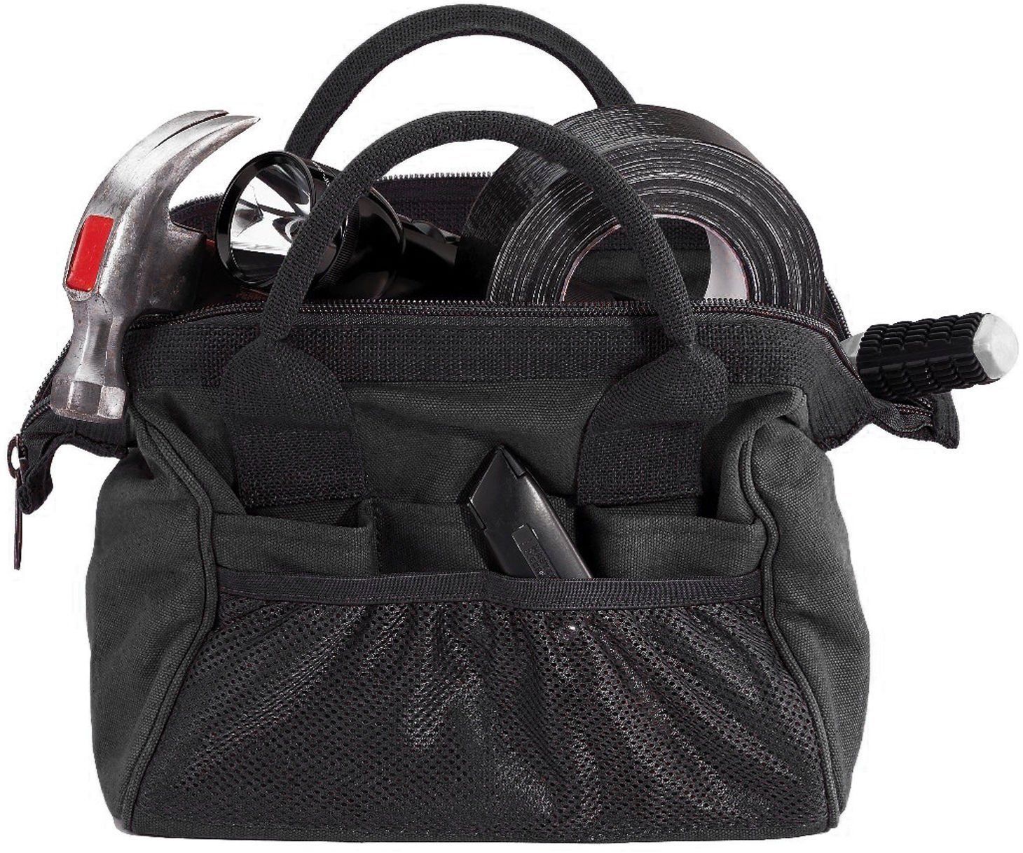 Canvas Work Tool Bag, Wide-Mouth Large Storage Heavy Duty Carry Tote - Bags
