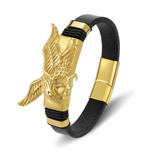 TYO High Quality Fashion Charm Rope Braided Bangles Gold Color Men Leather Brace - $15.28