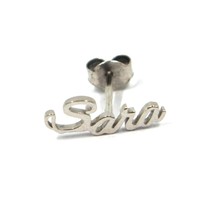 925 STERLING SILVER EARRINGS, WRITTEN NAME SARA, MADE IN ITALY image 1