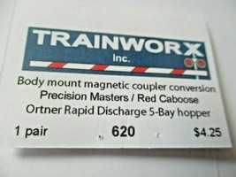 Trainworx Stock #620 Gray Body Mount Coupler Precision Masters/Red Caboose (N) image 2