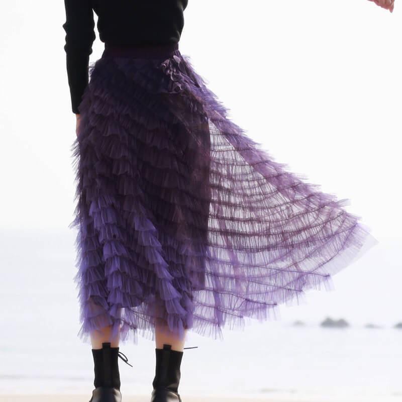 Tiered tulle skirt lavender 3
