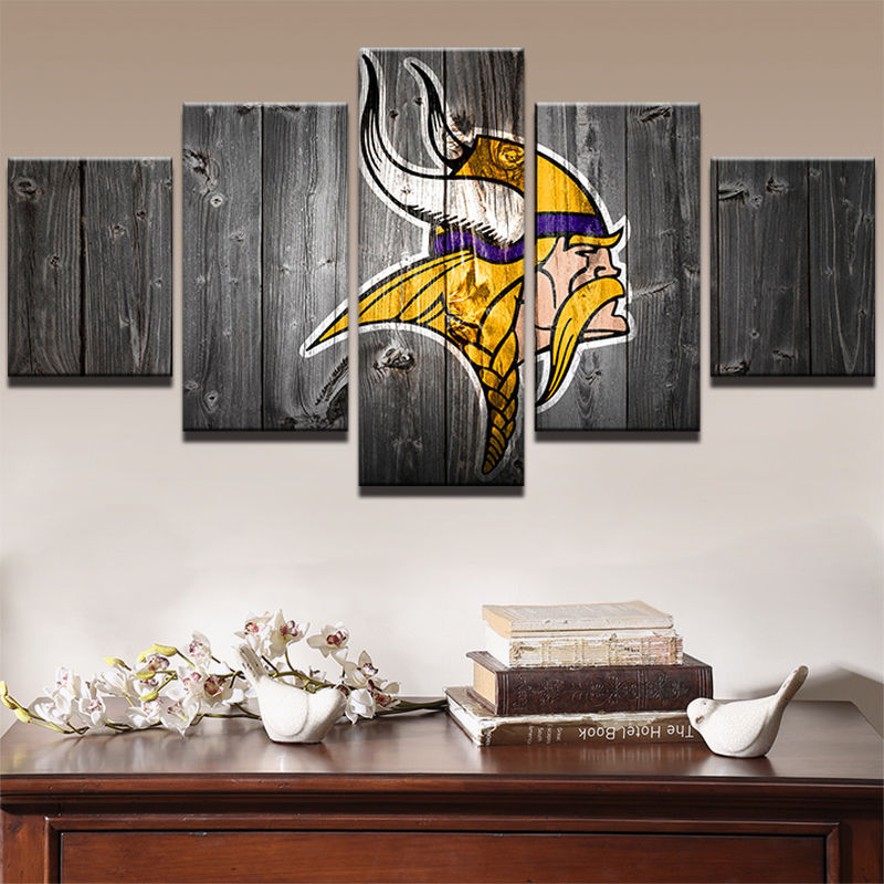 News 5Pcs Minnesota Vikings Sport Painting Printed Canvas Wall Art