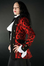 Crimson Red Brocade Gothic Victorian Jacket Steampunk Short Pirate Princ... - $119.99