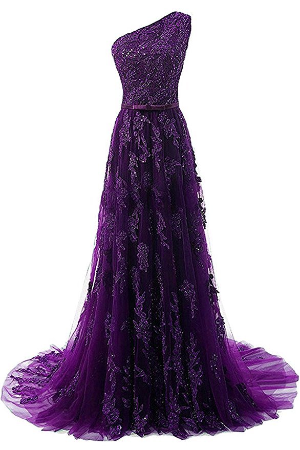 purple one shoulder