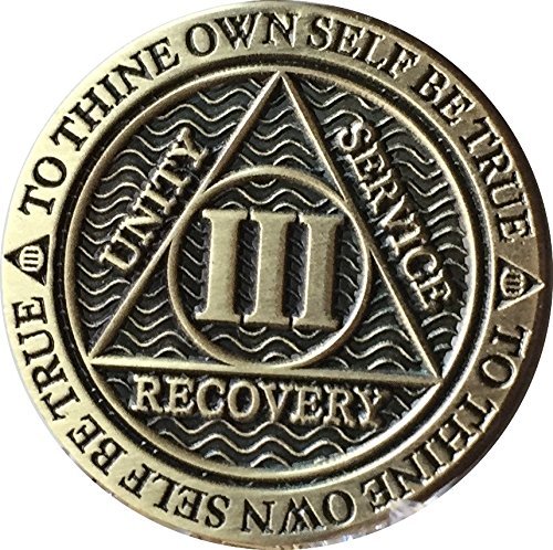 Recoverychip 3 Year AA Medallion Reflex Antique Chocolate Bronze Chip