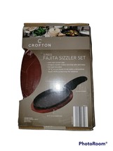 Crofton Cast Iron Sizzle Skillet Set w/ Wood Trivet & Hot Pad image 2