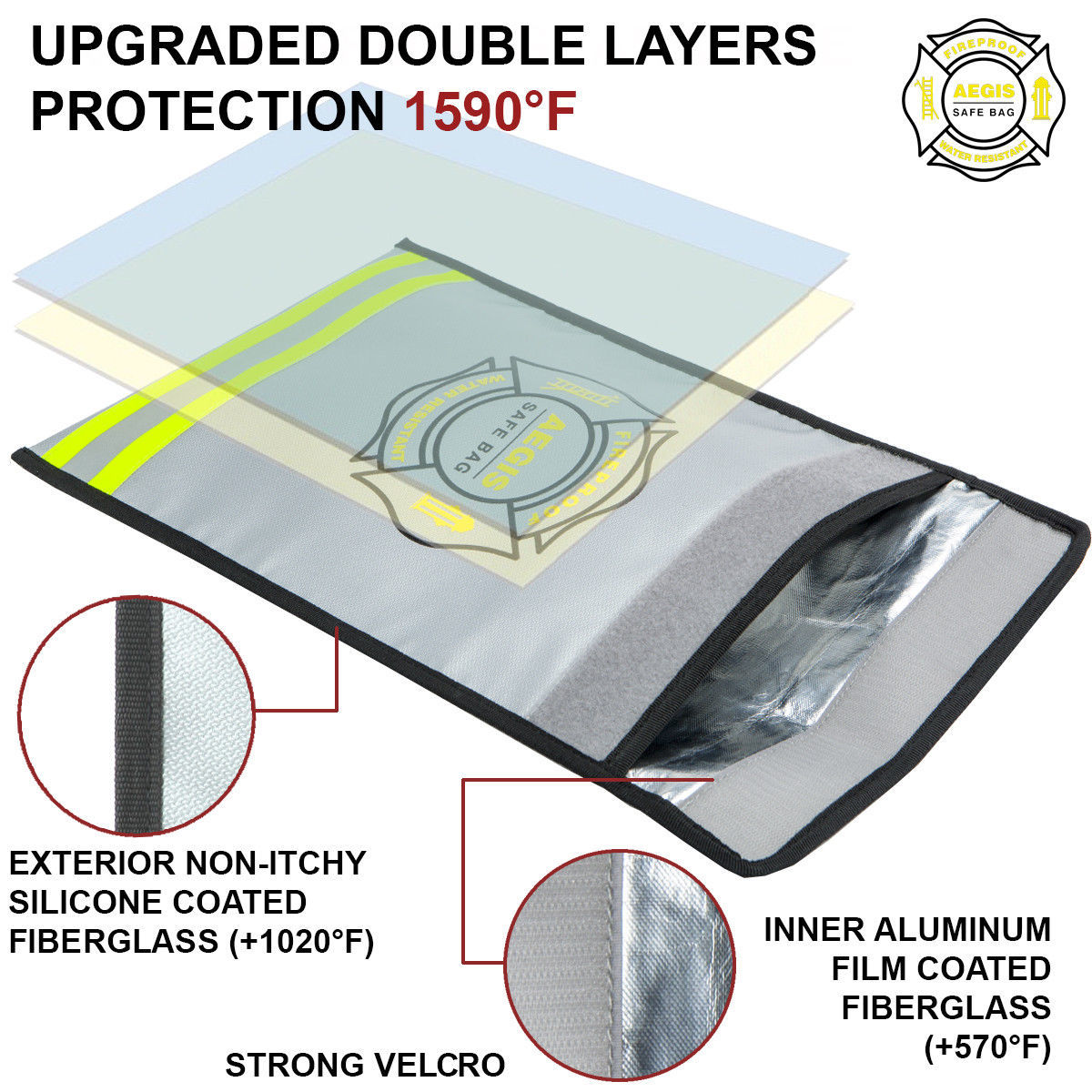 SALE US Fireproof Documents Bag 15”х11” Fireproof Envelope Documents