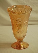 Vintage 60&#39;s Jeannette Iris &amp; Herringbone Marigold Carnival Glass Pedest... - $34.64