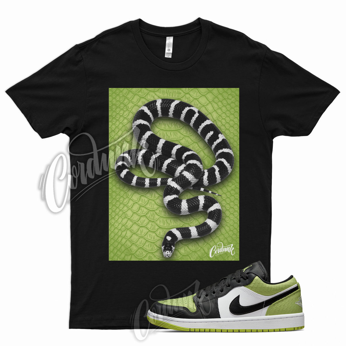 SNAKE T Shirt for J1 1 Low Vivid Green Snakeskin Snake Skin WMNS Python ...