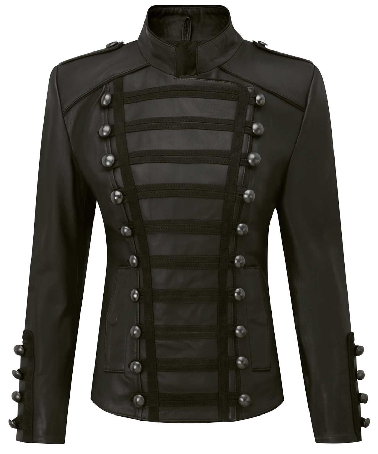 Women's Napoleon Military Leather Jacket Cheryl Cole Slim Fir Unique ...