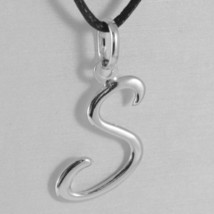 18K WHITE GOLD PENDANT CHARM INITIAL LETTER S, MADE IN ITALY 0.9 INCHES, 23 MM image 1