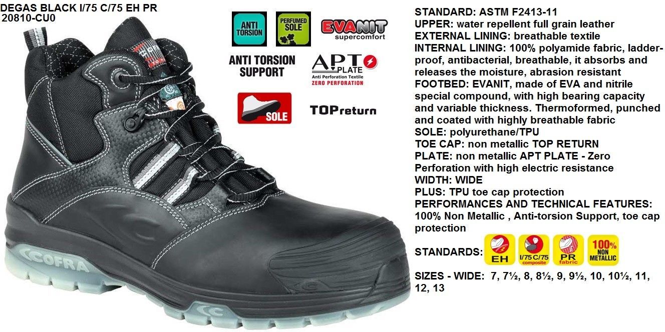 NEW COFRA LIGHTWEIGHT ALLOY TOE CAP WORK SAFETY HIKER LEATHER SNEAKER BOOTS SZ