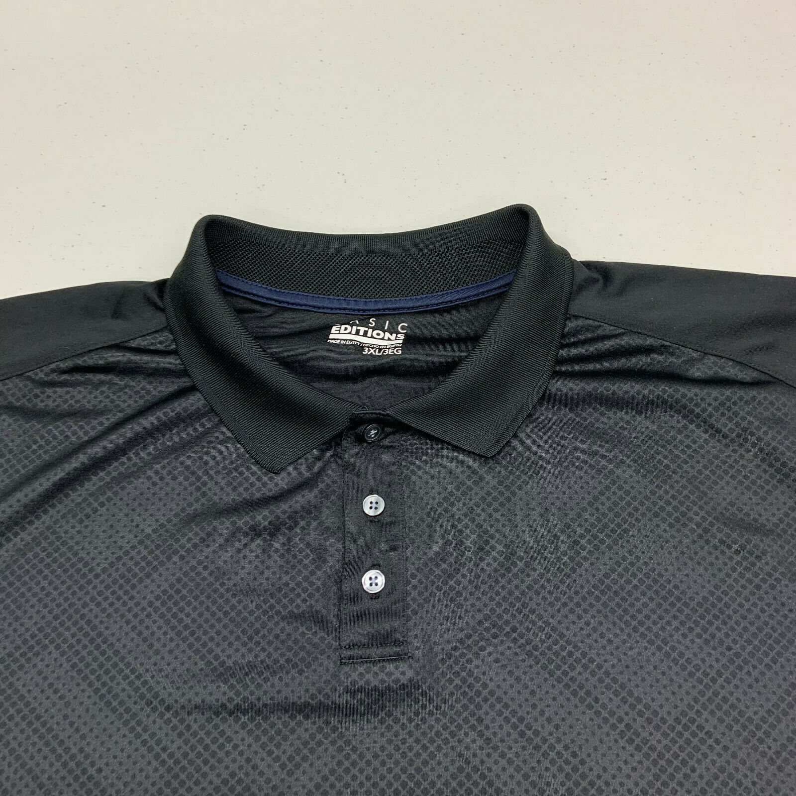 Basic Editions Polo Shirt Mens 3XL Black Polyester Short Sleeve Casual ...