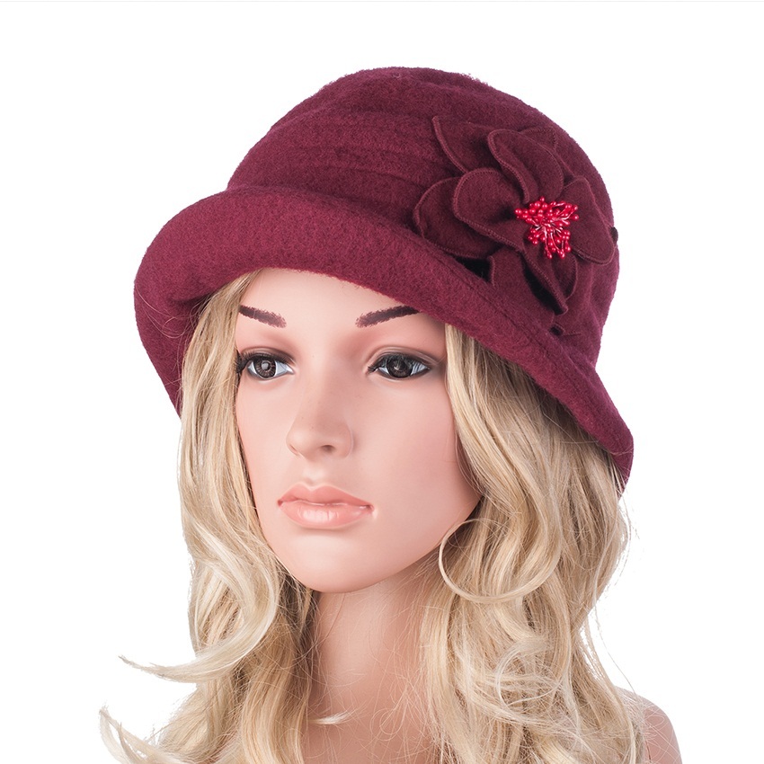 Winter Hat for Women 1920s Gatsby Style Flower Warm Wool Beret Winter ...