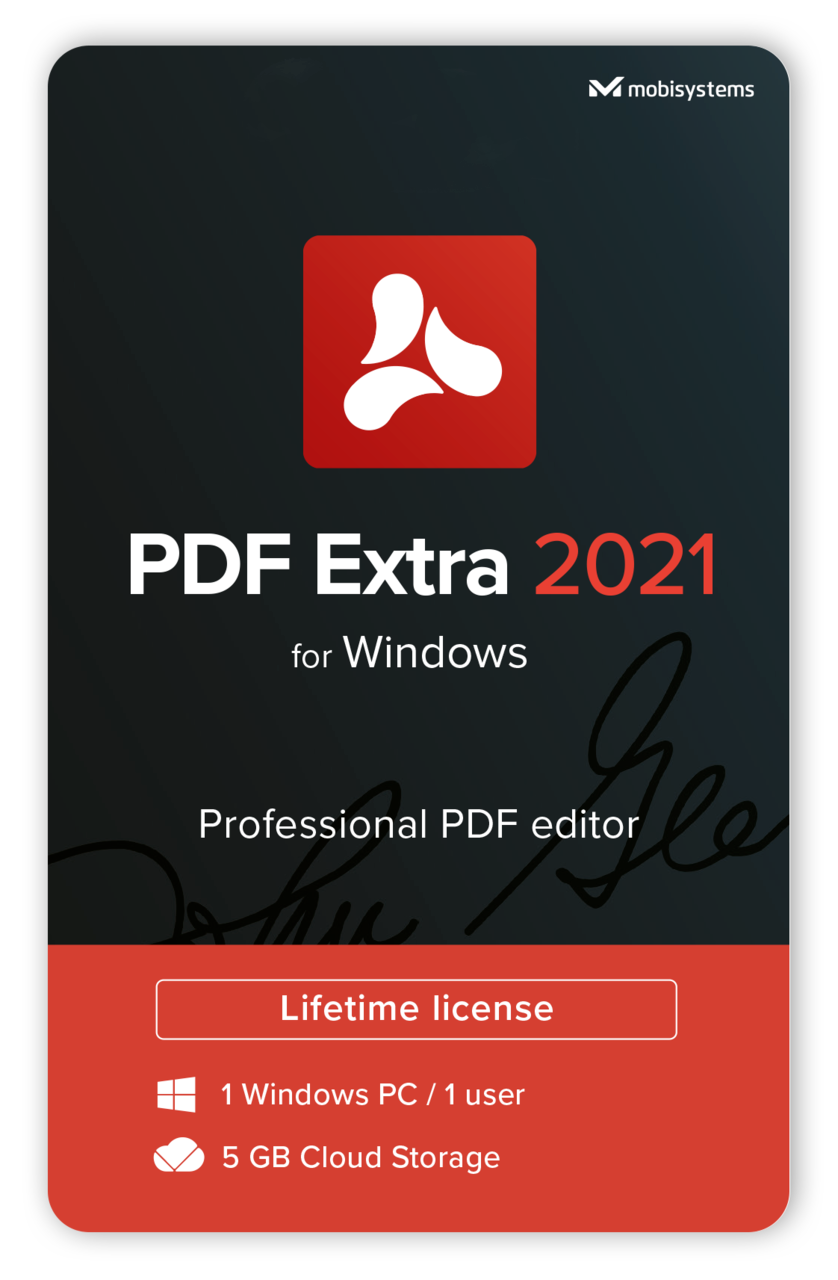 MobiSystems PDF Extra Professional PDF Editor  1 PC Lifetime 5 GB Cloud storage