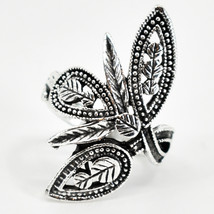 Bohemian Inspired Silver Tone Tree Branch Leaves Filigree Nature Statement Ring