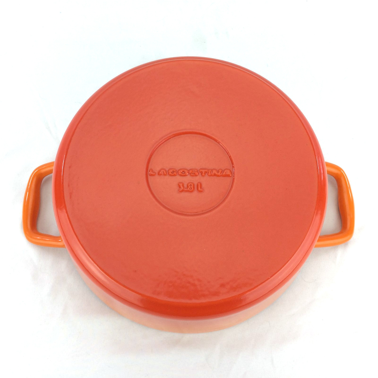 Lagostina Cast Iron Enamel Casserole Dish Orange Pot 4 Qt 3.8L Tuscan
