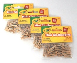 4 Packs Crayola 25 Pieces Mini Clothespins Natural Wood Age 3 Years & Up