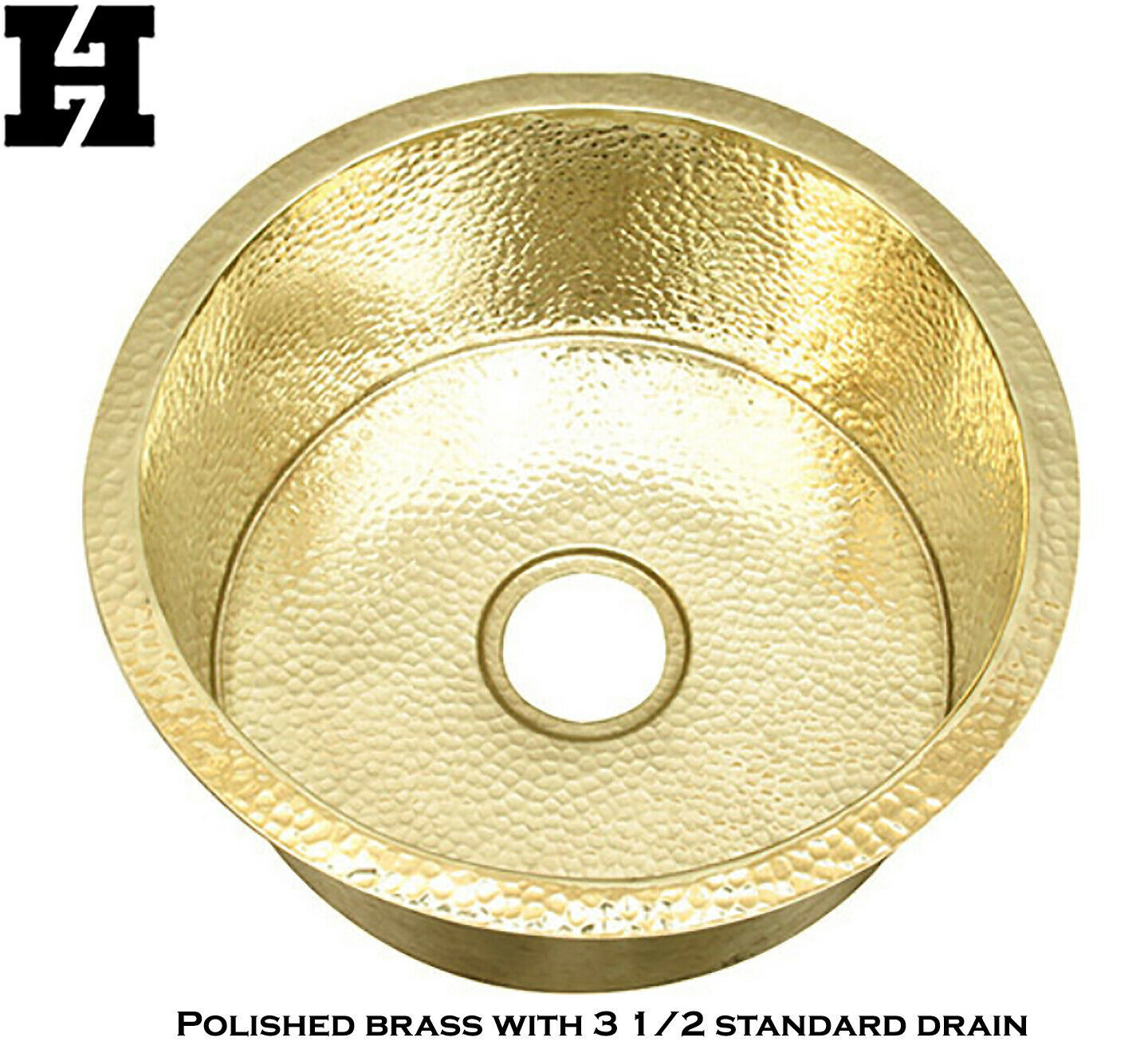 Santa Clara Brass Sinks 16 x 16 Round Brass Bar sink 2" drain opening