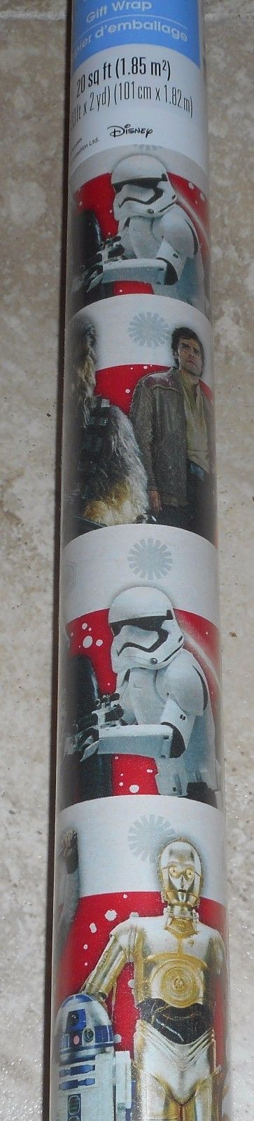 USA Disney Star Wars Christmas Wrapping Paper Red Bands Kids 20 sq ft Roll
