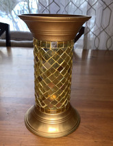 Partylite Gold Global Fusion  Mosaic Pillar  Candle Holder Tower 9&quot; - $14.85