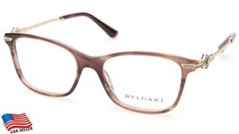 New Bvlgari 4173-B 5240 Striped Brown Eyeglasses Frame 53-17-140mm B40mm Italy - $243.97