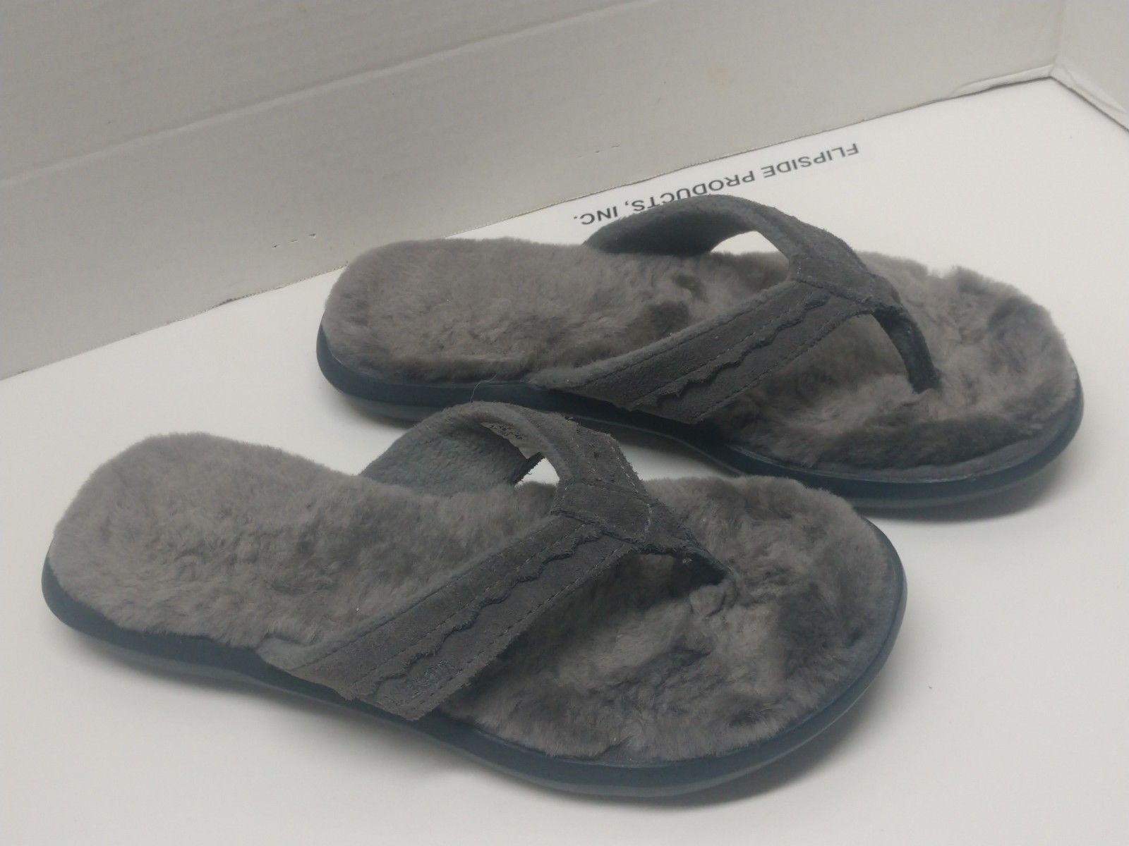LL Bean Sz 6 Womens Wicked Good Leather Shearling Lined Flip Flop ...