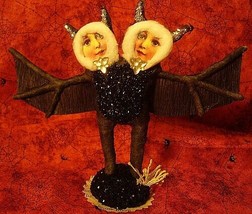 Vintage Inspired Spun Cotton Siamese Bats Ornament Halloween! No. 261 image 1