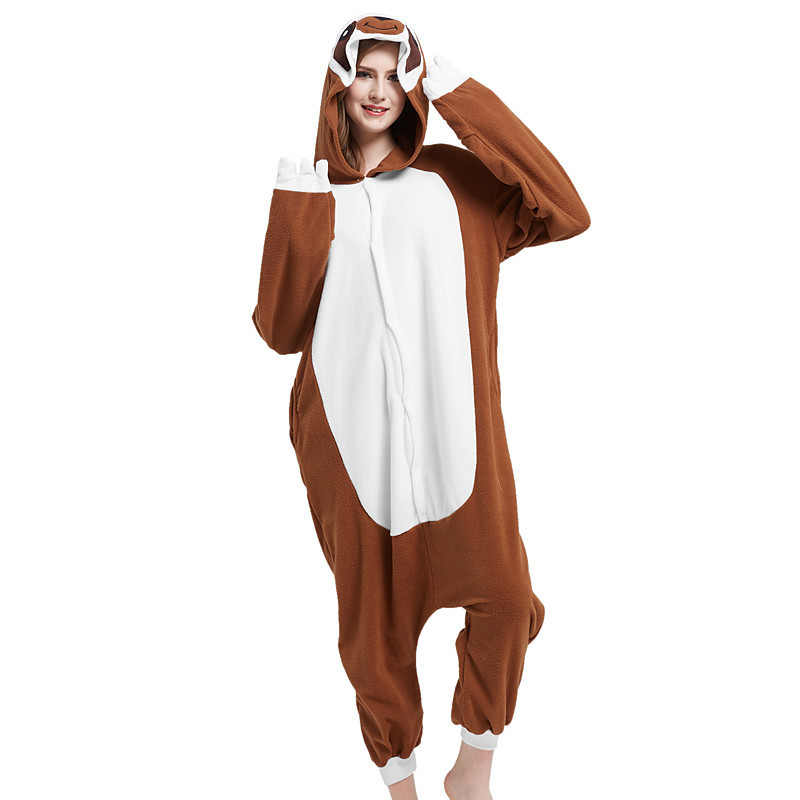 Adults' Kigurumi Pajamas Cartoon Sloth Onesie Pajamas Polar Fleece Brown Cosplay