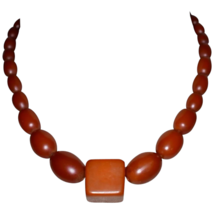 Vintage Art Deco Amber BAKELITE TESTED Bead Beaded Choker Necklace 36 grams - $297.00