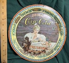 Vintage Metal Coca-Cola Round Serving Tray &quot;Refreshing! Delicious&quot; ~12 1/4&quot; - $10.00