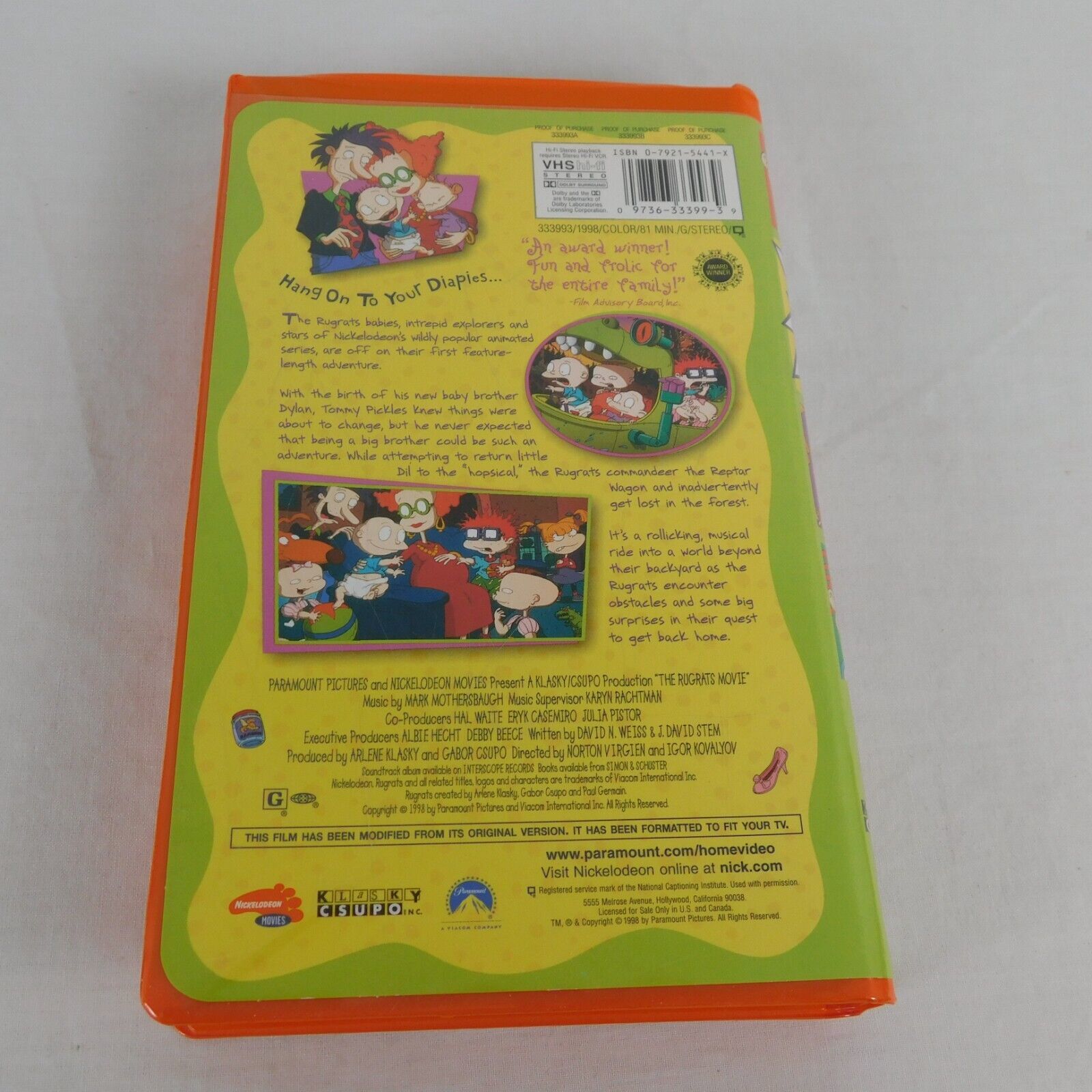 Nickelodeon Rugrats Movie VHS 1998 Original Orange Clamshell CatDog ...