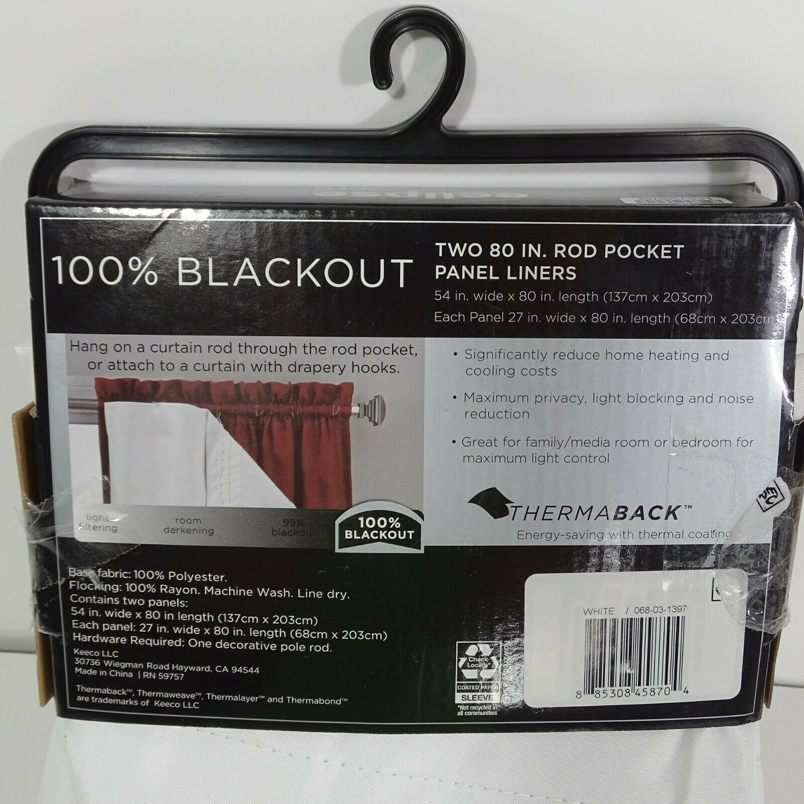 Eclipse Absolute Zero Blackout Curtain Liner Panels 54 x 80 Set of 2